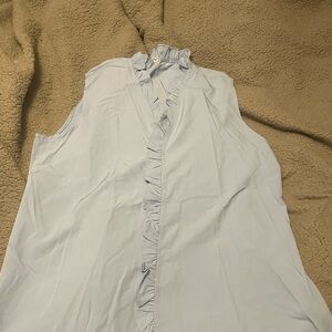 Light Blue Sleeveless Ruffle Top